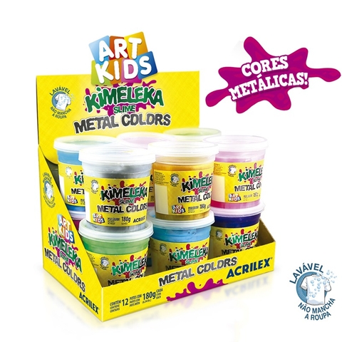 Slime Kimeleka Metal Colors 180g 12 Unidade Acrilex Art Kids
