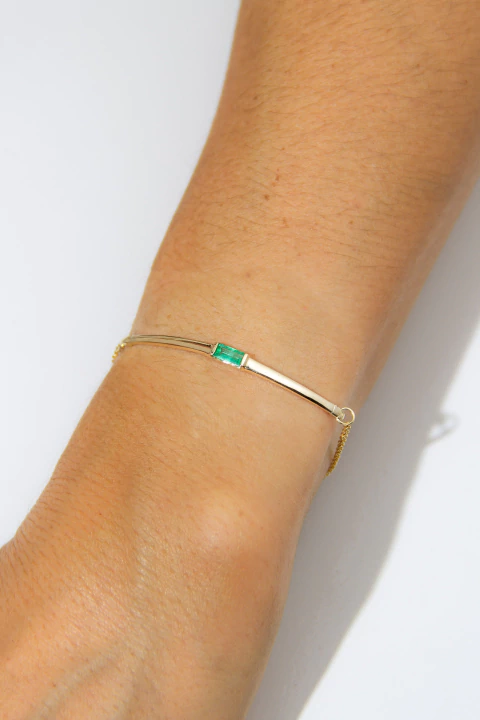 Pulseira bracelete baguete de esmeralda