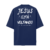 Camiseta oversized azul marinho com a frase "JESUS ESTÁ VOLTANDO" em destaque na parte de trás, com detalhes escrito “O FIM ESTÁ PRÓXIMO!”