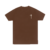 Camiseta marrom com estampa de uma cruz no peito.