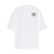 Camiseta oversized branca com a frase "PRAISE THE LORD" estampada no peito.
