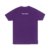 Camiseta roxa com a frase "Maranata - The Lord comes" estampada no peito.