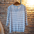Banana Republic - Sweater rallado gris y blanco con botones atras en internet