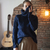 Banana Republic - Pullover azul con cuello en internet