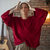 Banana Republic - Sweater de hilo bordo rojo de mangas amplias en internet