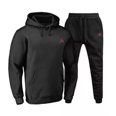 Conjunto de Moletom Fechado Unissex Calça e Blusa Estampa Pequena com Bolso Fro