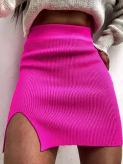 SAIA CURTA TRICOT MODAL LANÇAMENTO VERÃO 2023 MODA GRINGA BLOGUEIRA - loja online