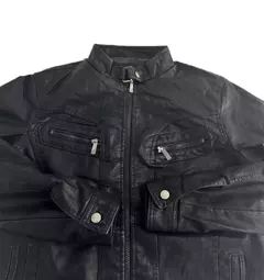 Jaqueta de couro sintético masculina inverno