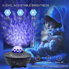 Luminaria Projetor Luzes Noturna Com Bluetooth Gira Estrelas Galaxia E59 - loja online
