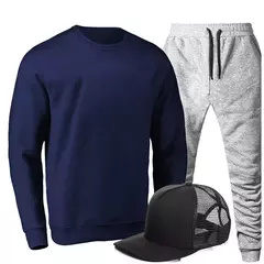 Kit Conjunto Moletom Masculino Flanelado Gola Careca Liso + Boné do P ao G1 - comprar online