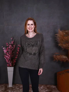 Imagem do BLUSA DE FRIO FEMININA SUÉTER MOLETOM TRICOT COM DETALHES DE BOLINHA