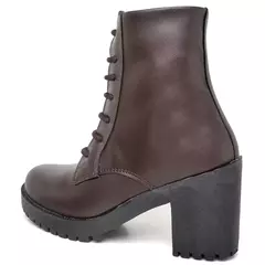 Bota Coturno Cano Curto Feminino Casual Outono Inverno Lisa com Salto Alto Quadrado Tratorado na internet