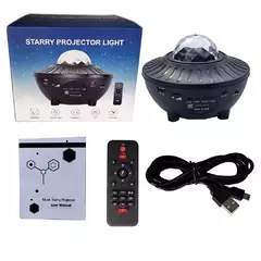 Luminaria Projetor Luzes Noturna Com Bluetooth Gira Estrelas Galaxia E59
