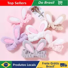 FAIXA DE CABELO PARA MAQUIAGEM ORELHAS DE COELHO ADORÁVEL LAVAR O ROSTO MÁSCAR - EMISVILLE