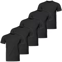 Kit 5 Camiseta Básica Masculina Slim Fit 100% Algodão Fio 30.1 Premium