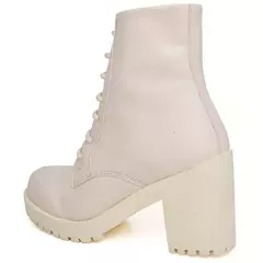 Bota Coturno Cano Curto Feminino Casual Outono Inverno Lisa com Salto Alto Quadrado Tratorado - loja online