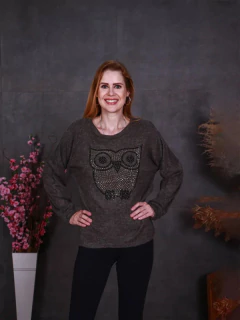BLUSA DE FRIO FEMININA SUÉTER MOLETOM TRICOT COM DETALHES DE BOLINHA - loja online