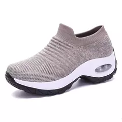 Imagem do Tênis Feminino Estilo Meia em Malha Respirável com Plataforma de Fundo Grosso - Eleve Sua Altura com Conforto e Estilo ao Ar Livre