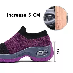 Tênis Feminino Estilo Meia em Malha Respirável com Plataforma de Fundo Grosso - Eleve Sua Altura com Conforto e Estilo ao Ar Livre