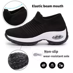 Tênis Feminino Estilo Meia em Malha Respirável com Plataforma de Fundo Grosso - Eleve Sua Altura com Conforto e Estilo ao Ar Livre na internet