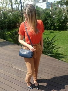 Bolsa Carteira Clutch TopGrife Transversal Couro Azul Marinho - comprar online