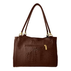 Bolsa Estruturada TopGrife Couro Croco Preto