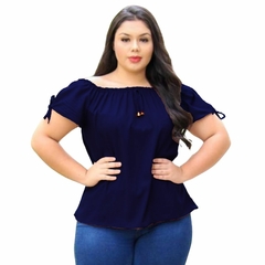 Blusa Feminina Ciganinha Ombros A Mostra Casual Lisa Crepe Acetinado - EMISVILLE