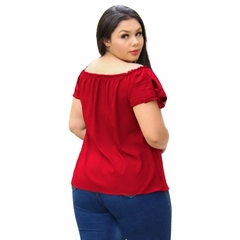 Blusa Feminina Ciganinha Ombros A Mostra Casual Lisa Crepe Acetinado - loja online