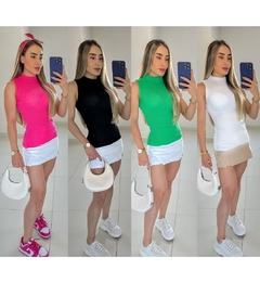 Blusa Feminina Tricot Garrafinha Gola Alta Canelado - EMISVILLE