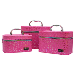 KIT 3 MALETAS DE MAQUIAGEM CORAÇÃO CINTILANTE ALLEVA MOD. AL18 - comprar online
