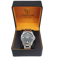 RELÓGIO MASCULINO TUGUIR ANALÓGICO INFINITY TGI37073 PRATA E PRETO - loja online