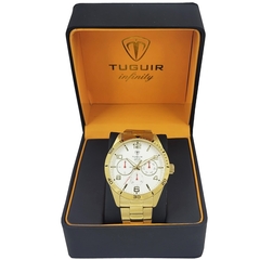 Relógio MultiFunção Masculino Tuguir Analógico Infinity TGI37060 Dourado e Branco - loja online