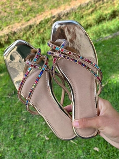Rasteirinha Feminina Com Pedrarias - Ouro Tamanho: 36 - comprar online