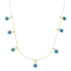 COLAR BANHADO A OURO LONGO ELO CADEADINHO OLHO GREGO - comprar online