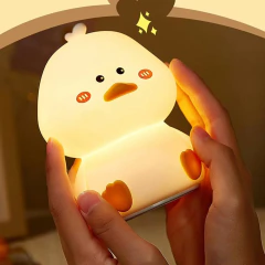 Luminária Touch Luz Noturna Silicone LED Pato Sentado - comprar online
