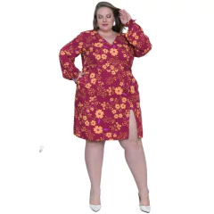 Imagem do VESTIDO FEMININO CURTO DECOTE V FENDA LATERAL MANGA LONGA