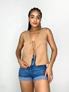 BLUSA FEMININA REGATA MODAL AMARRAÇÃO FRONTAL SAMILA REF. 1324