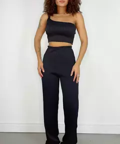 CONJUNTO FEMININO CANELADO POWER CALÇA E CROPPED OMBRO ÚNICO CAROLINE REF. 1362 - comprar online