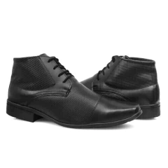 BOTA SOCIAL MASCULINA NOBUCK BLACK COURO SLZ