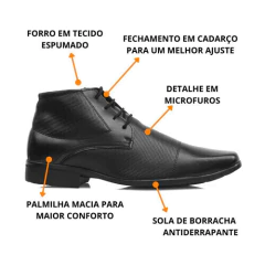 BOTA SOCIAL MASCULINA NOBUCK BLACK COURO SLZ na internet