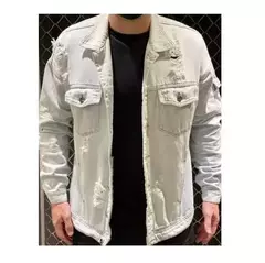 Jaqueta Masculina Jeans Delave Ampla Com Recortes - loja online