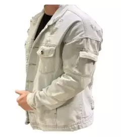 Jaqueta Masculina Jeans Delave Ampla Com Recortes