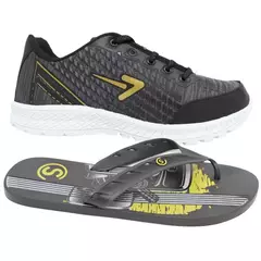 Kit Tenis Box 200 e Chinelo Masculino Estiloso Macio Tamanho Especial Do 45 Ao 4