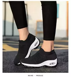 Tênis Feminino Estilo Meia em Malha Respirável com Plataforma de Fundo Grosso - Eleve Sua Altura com Conforto e Estilo ao Ar Livre na internet