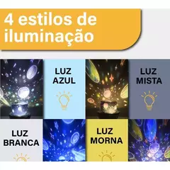 Presente Luminária Giratória Projetor Dinossauro Unicórnio Astronauta Estrela