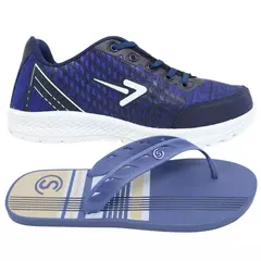 Kit Tenis Box 200 e Chinelo Estiloso Confortavel Masculino Versatil Para o Verão Leve Macio Tamanho Especial Do 45 Ao 49 Moderno
