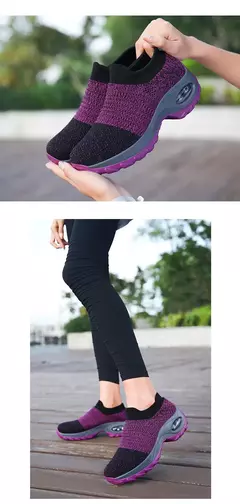 Tênis Feminino Estilo Meia em Malha Respirável com Plataforma de Fundo Grosso - Eleve Sua Altura com Conforto e Estilo ao Ar Livre - comprar online
