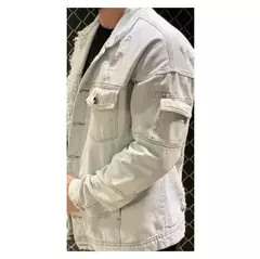 Jaqueta Masculina Jeans Delave Ampla Com Recortes na internet