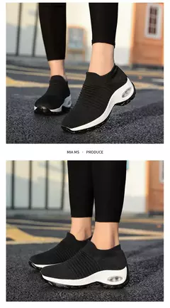 Tênis Feminino Estilo Meia em Malha Respirável com Plataforma de Fundo Grosso - Eleve Sua Altura com Conforto e Estilo ao Ar Livre - comprar online