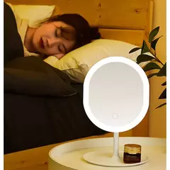 ESPELHO DE MAQUIAGEM INTELIGENTE COM ESPELHO DE CLARO LED PORTÁTIL DOBRÁVEL AJ